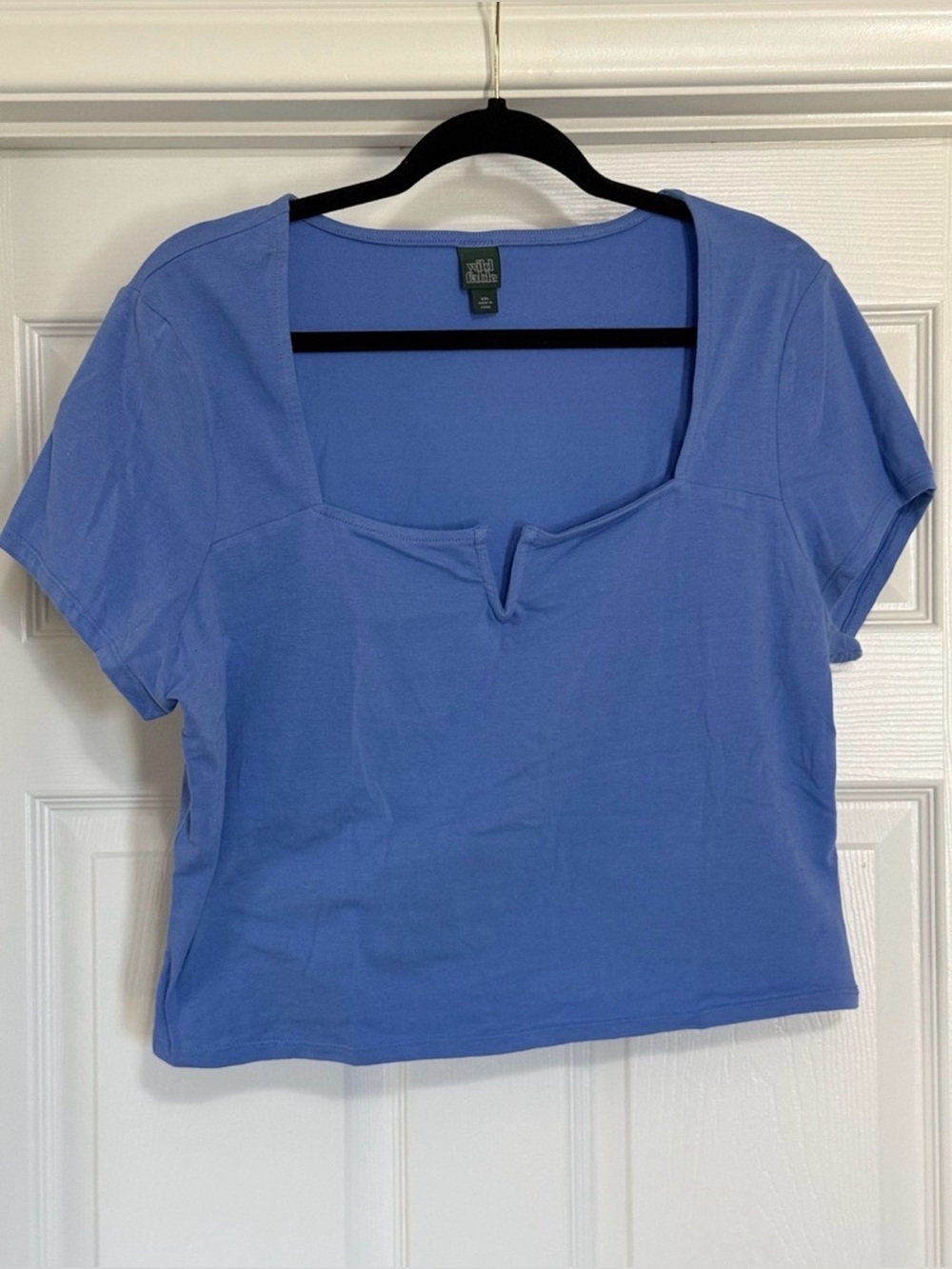Wild Fable Periwinkle Blue Square Neck Crop Top XXL Stretchy Fitted Tee